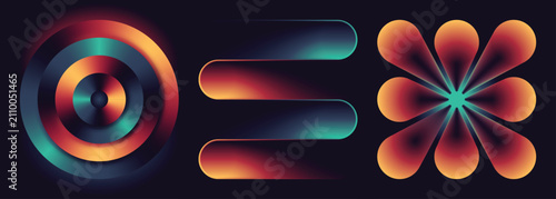 Set of Vector Gradient Backgrounds with Abstract Shapes and Vibrant Neon Colors