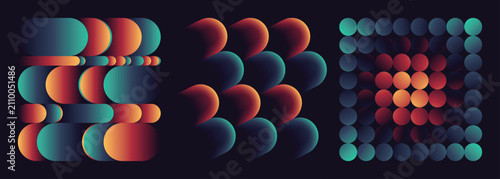 Set of Vector Gradient Backgrounds with Abstract Shapes and Vibrant Neon Colors