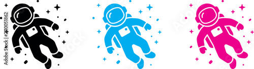 Konstfotografi Set of colorful astronaut illustrations floating in space for creative diwali da