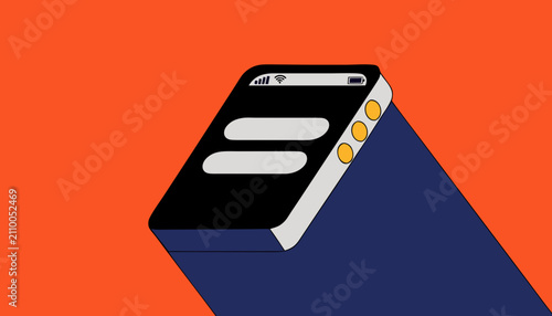 Smartphone mockup with Wi-Fi signal and home screen icons. Modern mobile device vector template for app design and digital presentations.