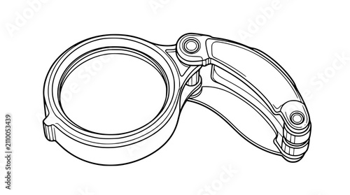 Outline illustration of an industrial tri-clamp pipe fitting