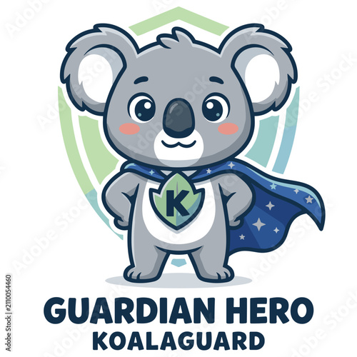 Photography Guardian Hero Koala Mascot – Cute Superhero Cartoon Vector for T-Shirt Design