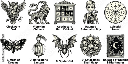 Tableau sur toile Victorian Chimera Illustration Detailed Engraving Style mythical