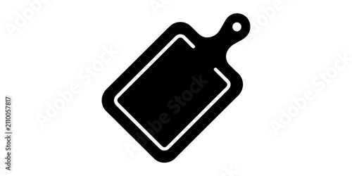Obraz na plátně Kitchen Cutting Board Silhouette Vector, Wooden Chopping Board for Food Preparat