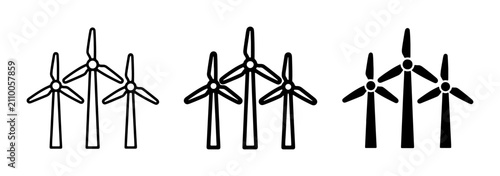 Wind Turbine Icons Set, Renewable Energy Generation, Clean Power Technology, Sustainable Industry Graphics