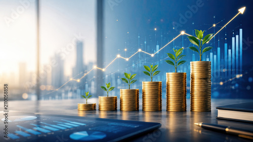 Global business growth analysis and asset investment chart Business and Finance Up arrow