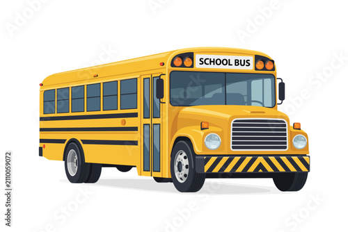 Vector yellow school bus isolated on white background
