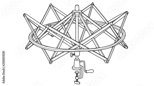 Umbrella Swift Yarn Winder Line Art Illustration