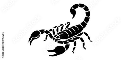 Принти на полотні Premium Black Silhouette of Scorpion Vector, Dangerous Desert Arachnid Icon, Edi