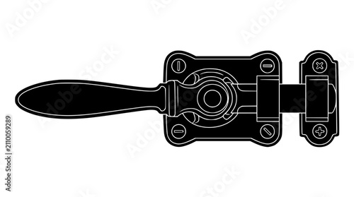 Vintage Icebox Latch Hardware Silhouette Illustration