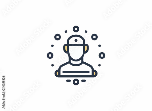 AI Agent Identity Digital Badge Vector Icon for Autonomous Artificial Intelligence Security