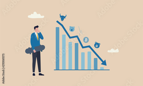 Quadro su tela Prepare for economic down fall, collapse recession or financial crisis causing s