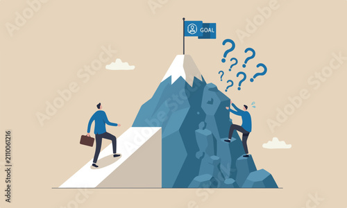 Fotografija Easy and hard to success, journey to achieve target or mission accomplish, choos