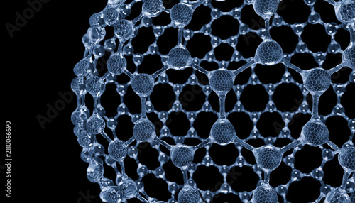 Фотография 3D molecular structure with interconnected atoms and bonds, showcasing scientifi