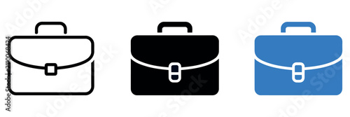 Briefcase icon set. Business portfolio symbol. Simple pictogram collection for office, work, employment, professional services, corporate identity and user interface design.