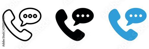 Phone call icon set. Communication symbol. Simple pictogram collection for customer support, contact services, mobile communication, hotline and user interface design.