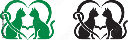 Foto Two elegant cats sitting together forming a heart shape design perfect for celeb