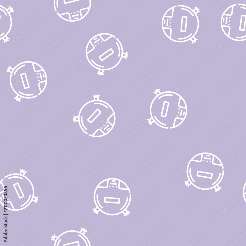 Fototapeta premium vacuum cleaner robot line seamless pattern vacuum cleaner robot thin line illustration