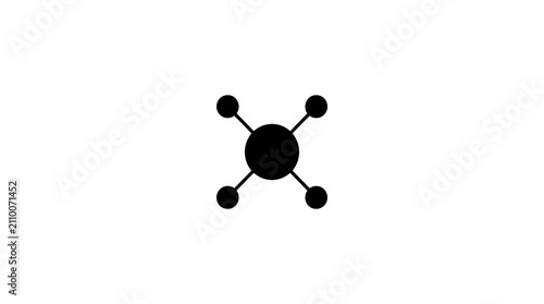 Central circle with four radiating circles black silhouette