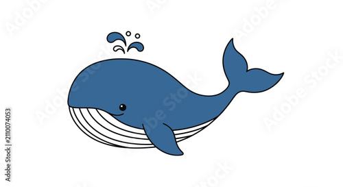 Konstfotografi Friendly blue whale with water spout blowing from blowhole