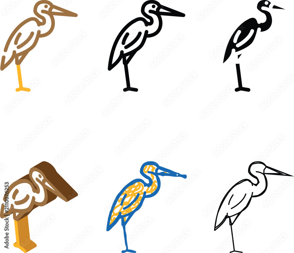 Obraz premium heron bird color icon vector. heron bird sign. isolated stylized symbol illustration