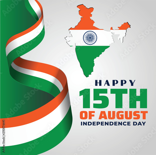 Happy 15th August Indian Independence Day Poster with Waving Flagpole