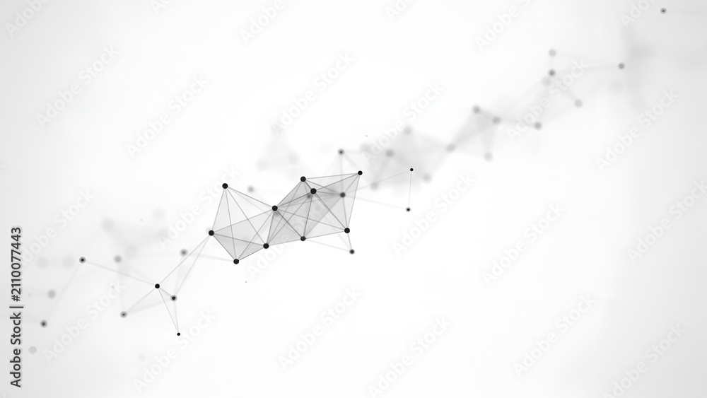 Fototapeta premium Abstract network of nodes and lines connecting data points during a digital transformation concept