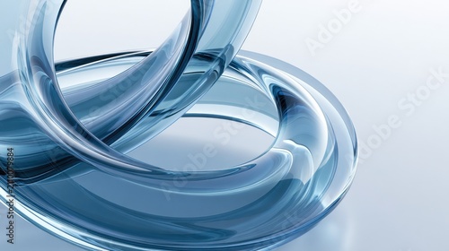 Translucent blue glass loop on light background