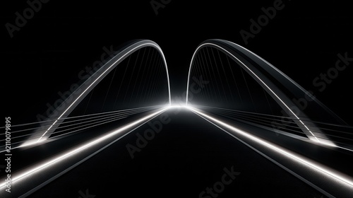 Futuristic bridge of light on black background