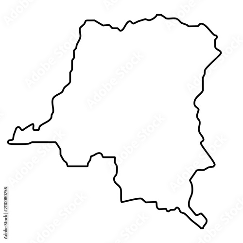 Картината върху платно Democratic Republic of the Congo black outline map isolated on a transparent bac