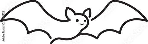Fotografía Continuous One Line Drawing of Cute Flying Bat Minimal Line Art Vector Illustration