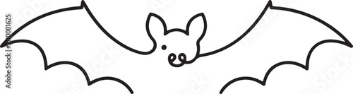 Cuadro en lienzo Continuous One Line Drawing of Cute Flying Bat Minimal Line Art Vector Illustration