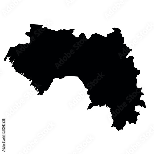 Foto black silhouette map of Guinea isolated on a transparent background