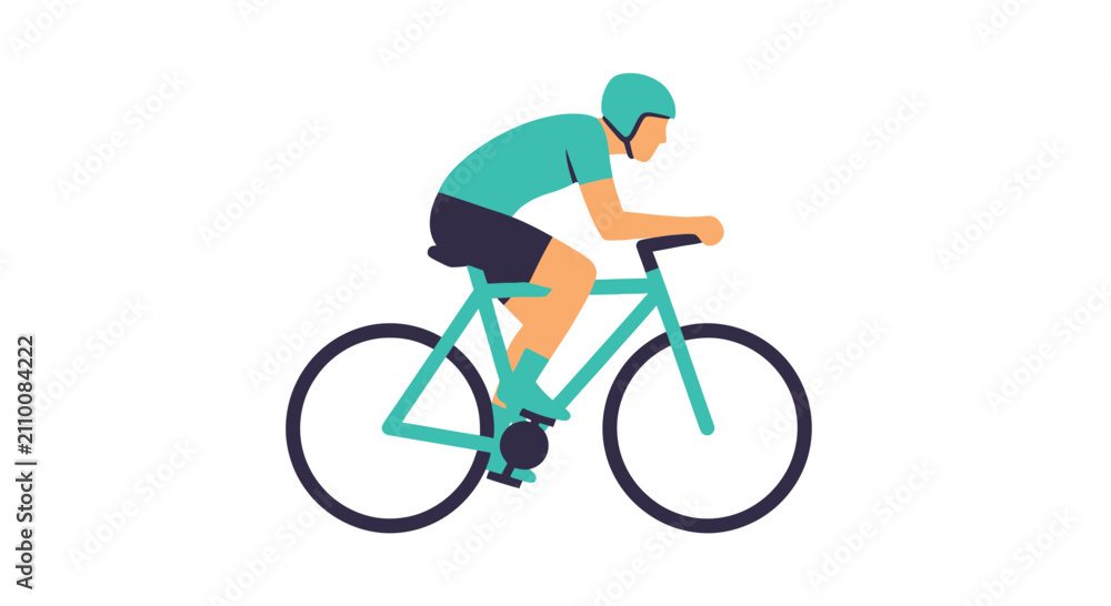 Obraz premium Professional cyclist riding a turquoise road bike in motion
