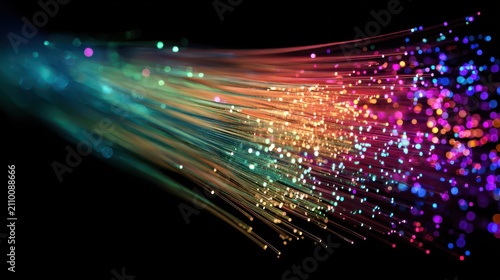 Abstract optical fiber image with vibrant colors, Abstract image of colorful optical fibers