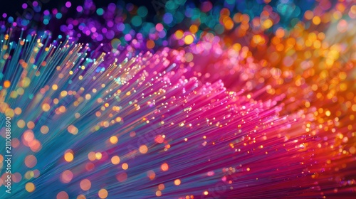 Abstract optical fiber image with vibrant colors, Abstract image of colorful optical fibers