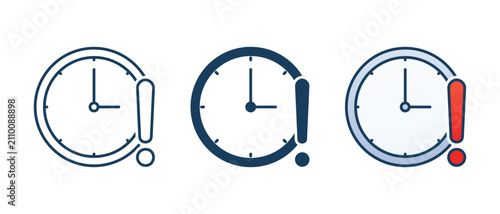 Schedule Warning Icon. Clock Alert Symbol. Vector Illustration