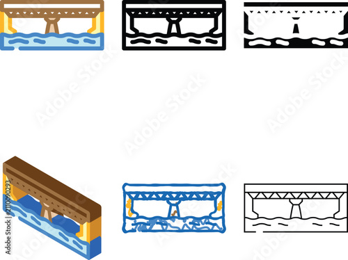 Fotografie girder bridge color icon variants vector