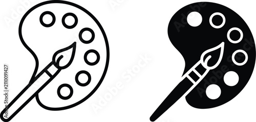 Obraz na płótnie Paint icon featuring brush and paint symbols for graphic design, home renovation, art projects, creative tools, and decoration
