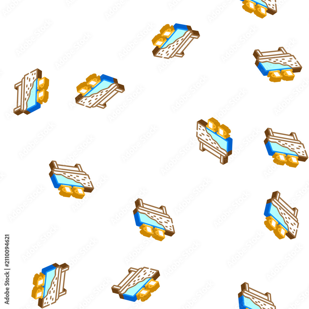 Obraz premium design wooden handmade table isometric seamless pattern. design wooden handmade table sign illustration