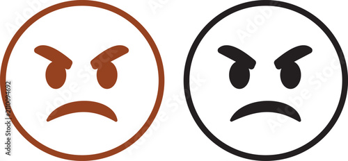 Cuadro en lienzo Angry Face Emoji Icon Set Collection Group with Mad Expression, Furious Emotion,