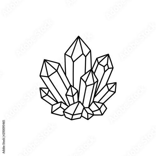 Geometric crystal cluster outline icon.