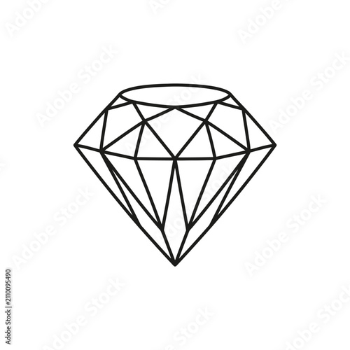 Geometric diamond gemstone line art icon.