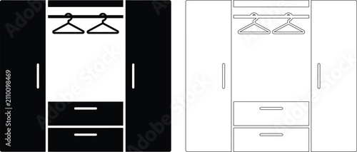 Wardrobe closet furniture icon illustration with wardrobe furniture interior clothing organizer apartment shopping