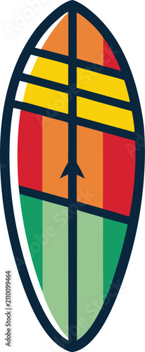 Abstract oval shape with colorful stripes and geometric lines