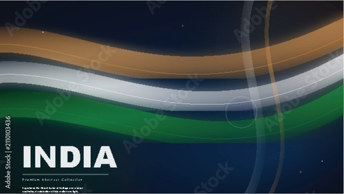 Abstract waves with indian flag colors on dark background