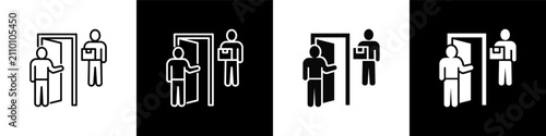 Fotografía Package Handover Icon sheet with black and white background style collection