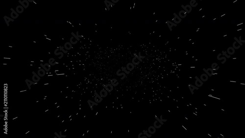 Abstract 4K warp-speed starfield animation featuring hundreds of stars rushing toward the viewer with perspective motion trails, increasing brightness and cinematic depth. Ideal for space travel