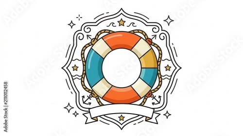 Vintage life preserver nautical symbol