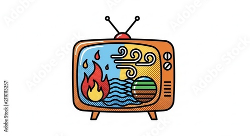 Vintage TV with mixed media elements
